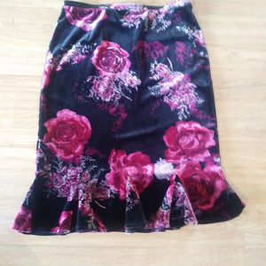 Express Velvet Flower Skirt Elastic Waist Size S